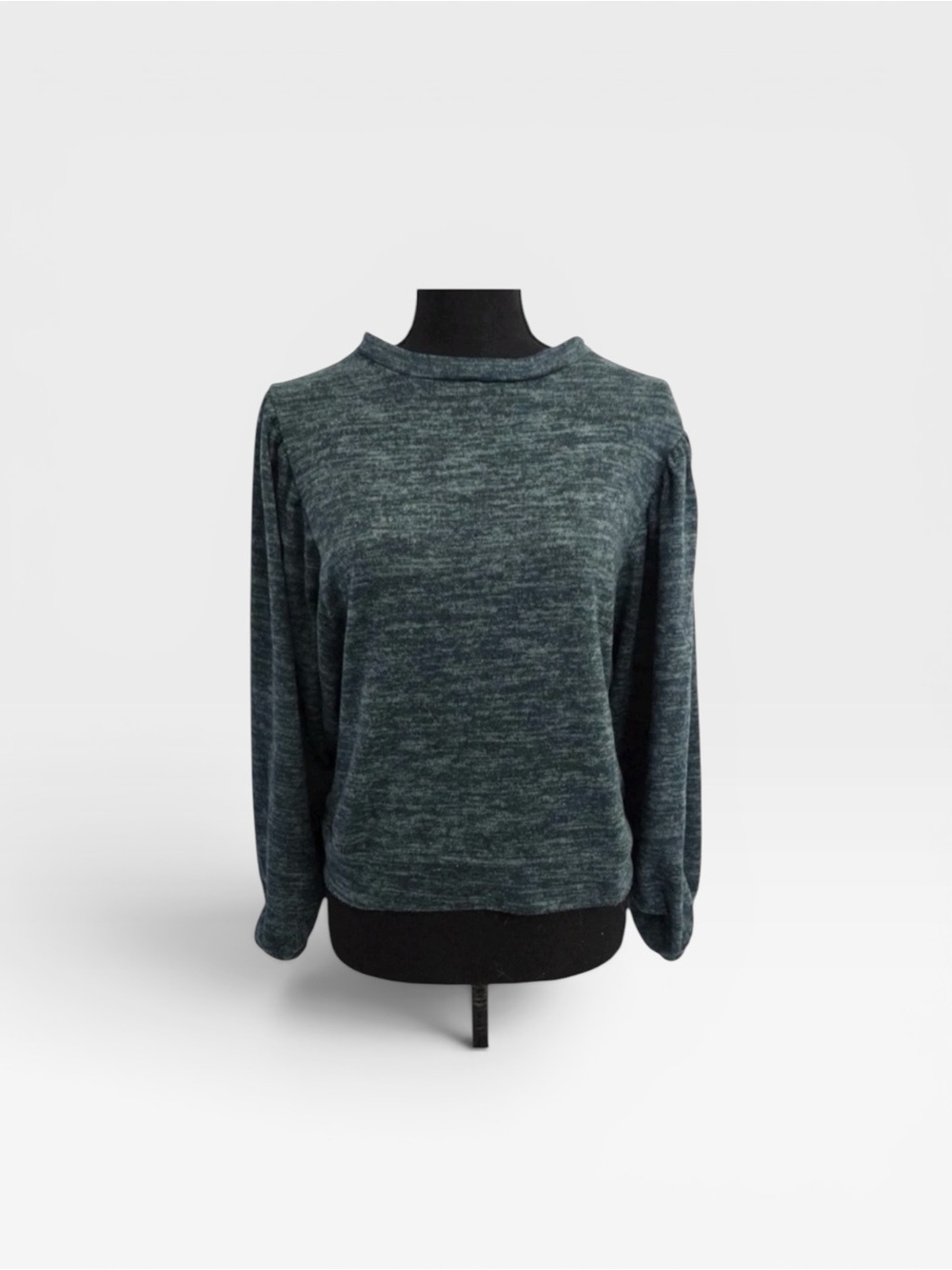 Lulu's Heathered Dark Teal Long Sleeve Pullover Puff Sleeves